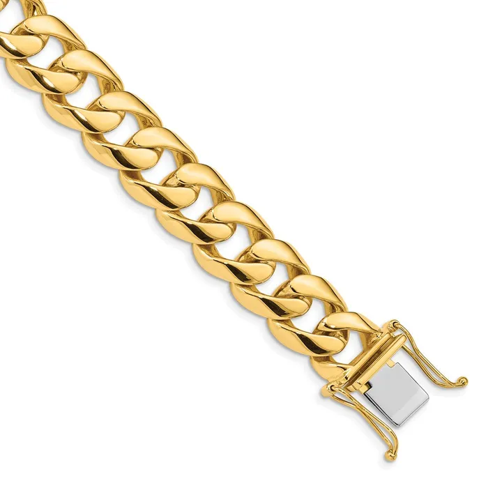 MDS Bracelets Solid 14K Yellow Gold 9 inch 134mm Hand Polished Rounded Curb Link with Box Catch Clasp Bracelet MDS Bracelets Solid 14K Yellow Gold 9 inch 134mm Hand Polished Rounded Curb Link with Box Catch Clasp Bracelet