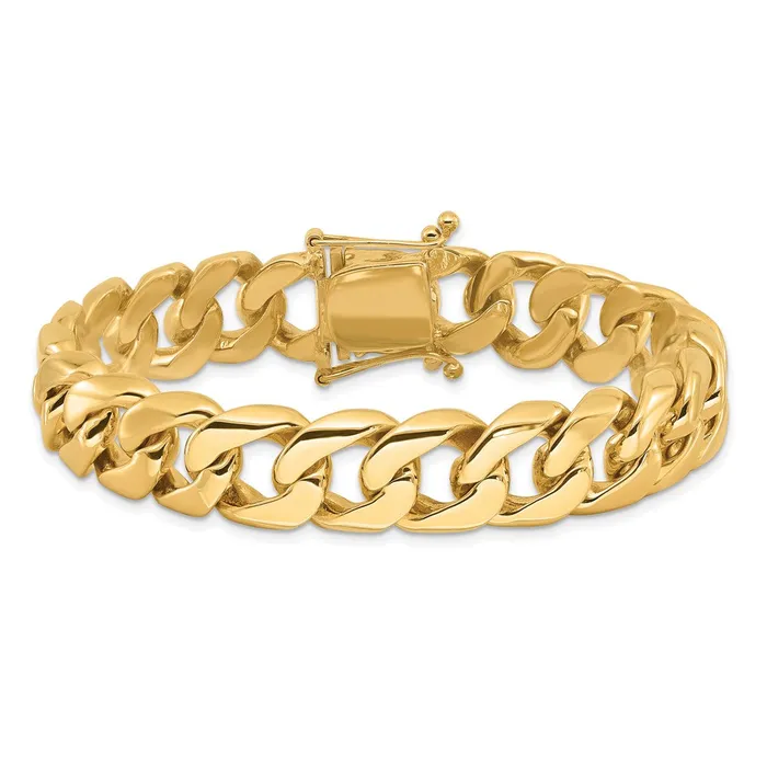 MDS Bracelets Solid 14K Yellow Gold 9 inch 134mm Hand Polished Rounded Curb Link with Box Catch Clasp Bracelet MDS Bracelets Solid 14K Yellow Gold 9 inch 134mm Hand Polished Rounded Curb Link with Box Catch Clasp Bracelet