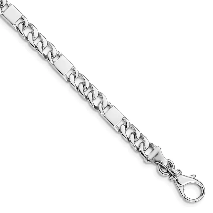 MDS Solid 14K White Gold 7 inch 56mm Hand Polished Fancy Link with Fancy Lobster Clasp Bracelet Bracelets MDS Solid 14K White Gold 7 inch 56mm Hand Polished Fancy Link with Fancy Lobster Clasp Bracelet Bracelets