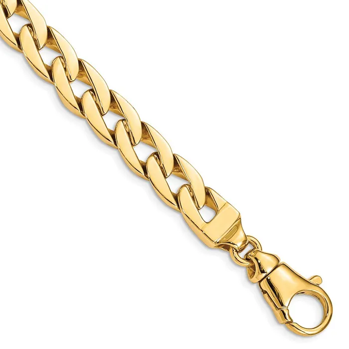 MDS Solid 14K Yellow Gold 8 inch 9mm Hand Polished Fancy Link with Fancy Lobster Clasp Bracelet Bracelets MDS Solid 14K Yellow Gold 8 inch 9mm Hand Polished Fancy Link with Fancy Lobster Clasp Bracelet Bracelets