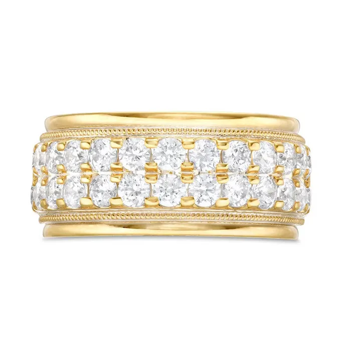 Mens 2 CT TW Natural Diamond Raised Double Row Wedding Anniversary Band in 10K Yellow Gold Goldiacom Rings Mens 2 CT TW Natural Diamond Raised Double Row Wedding Anniversary Band in 10K Yellow Gold Goldiacom Rings