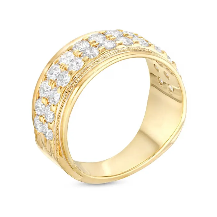 Mens 2 CT TW Natural Diamond Raised Double Row Wedding Anniversary Band in 10K Yellow Gold Goldiacom Rings