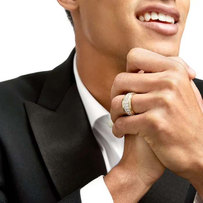 Mens 2 CT TW Natural Diamond Raised Double Row Wedding Anniversary Band in 10K Yellow Gold Goldiacom Rings