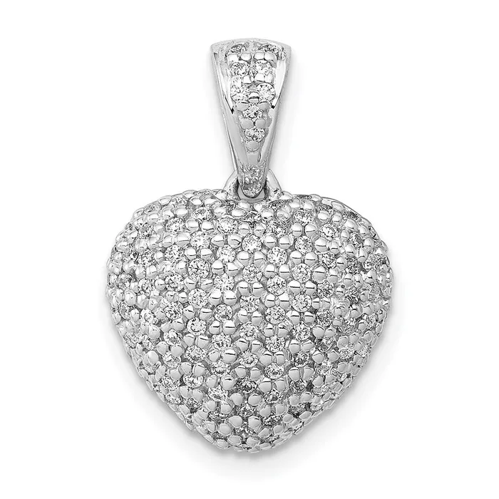 Necklaces 14k White Gold 38ct Real Diamond Heart Pendant Goldia