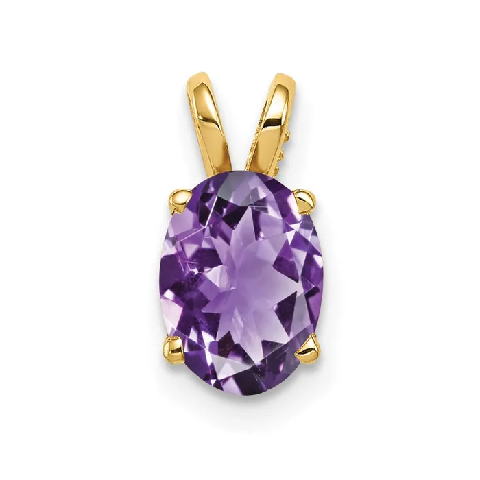 Necklaces 14K Yellow Gold 8x6mm Oval Amethyst pendant Goldia