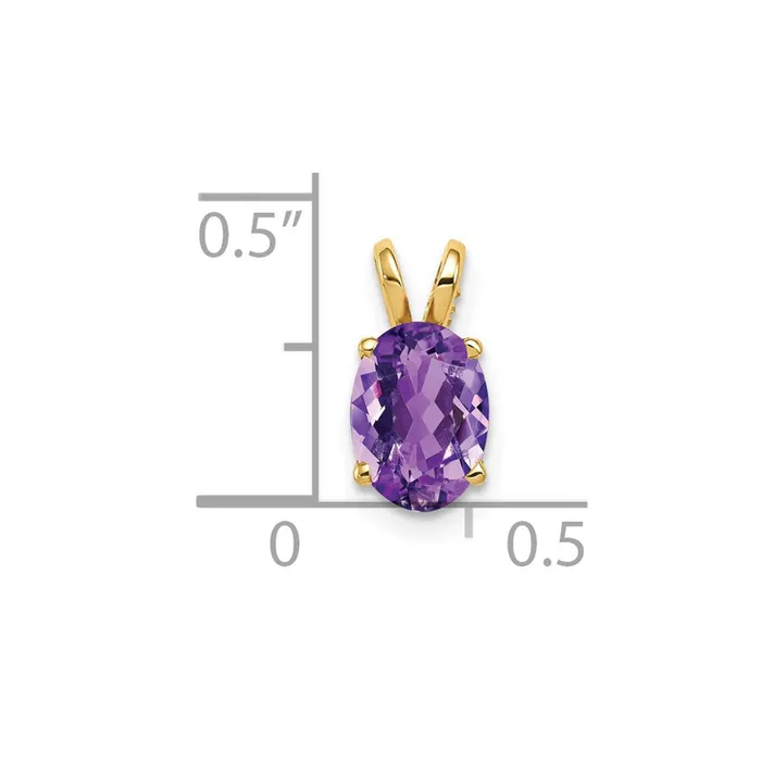 Necklaces 14K Yellow Gold 8x6mm Oval Amethyst pendant Goldia