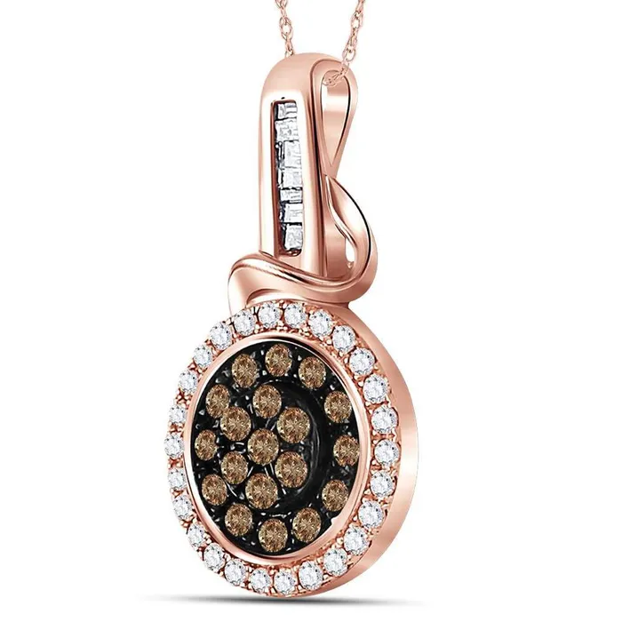 Necklaces gndatlanta 10k Rose Gold Round Brown Diamond Fashion Cluster Pendant 38 Cttw Necklaces gndatlanta 10k Rose Gold Round Brown Diamond Fashion Cluster Pendant 38 Cttw