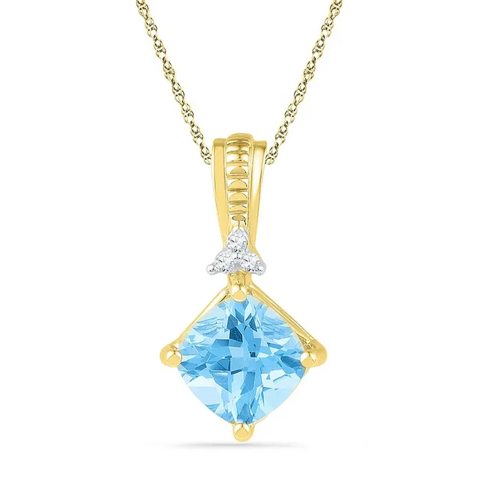 Necklaces gndatlanta 10k Yellow Gold Princess Created Blue Topaz Solitaire Pendant 238 Cttw Necklaces gndatlanta 10k Yellow Gold Princess Created Blue Topaz Solitaire Pendant 238 Cttw