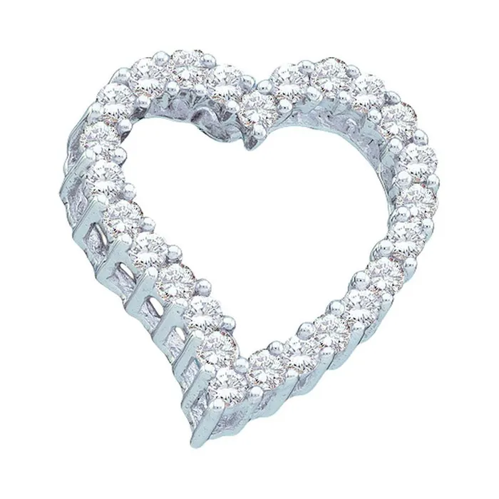 Necklaces gndatlanta 14k White Gold Round Diamond Outline Heart Pendant 14 Cttw Necklaces gndatlanta 14k White Gold Round Diamond Outline Heart Pendant 14 Cttw