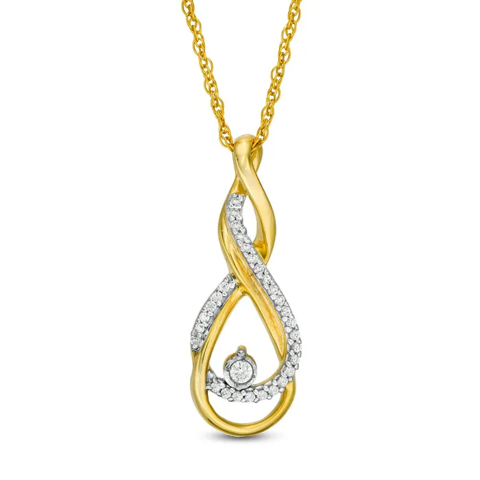 Necklaces Goldia 01 CT TW Natural Diamond Twist Infinity Pendant in 10K Yellow Gold Necklaces Goldia 01 CT TW Natural Diamond Twist Infinity Pendant in 10K Yellow Gold