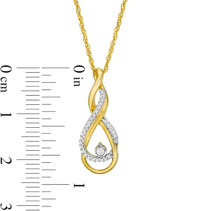 Necklaces Goldia 01 CT TW Natural Diamond Twist Infinity Pendant in 10K Yellow Gold Necklaces Goldia 01 CT TW Natural Diamond Twist Infinity Pendant in 10K Yellow Gold