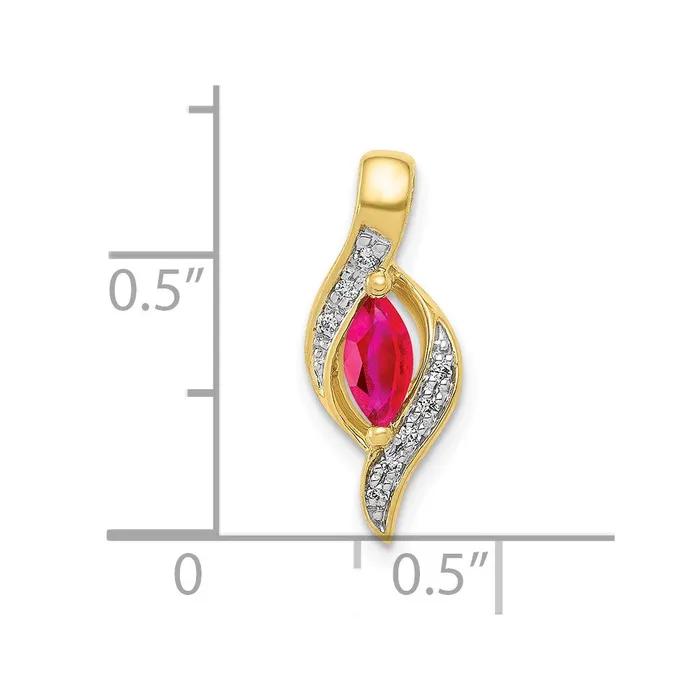 Necklaces Goldia 10K Yellow Gold Real Diamond and Marquise 25 Ruby Pendant