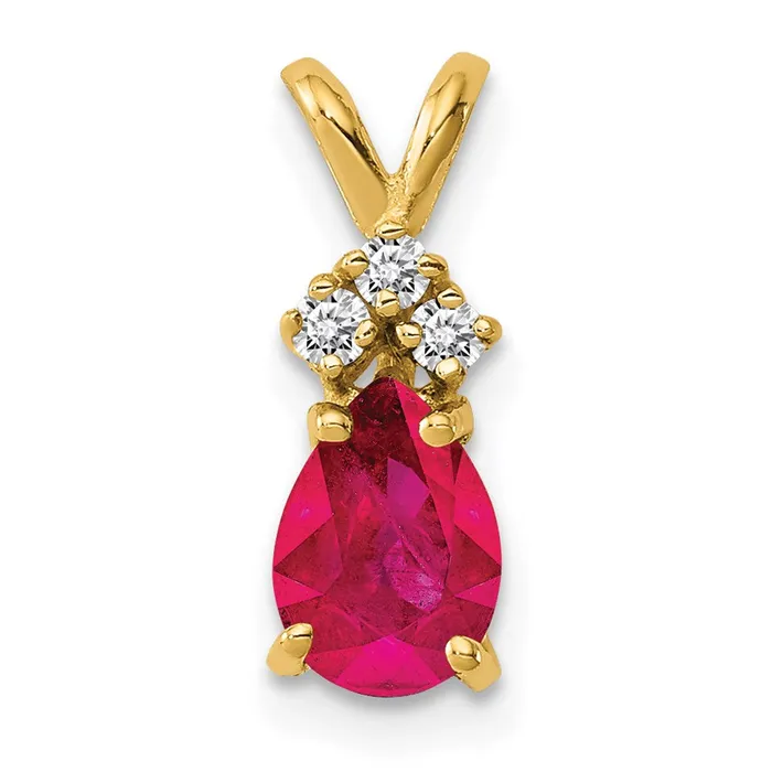Necklaces Goldia 14k 7x5mm Pear Ruby Natural Diamond Pendant