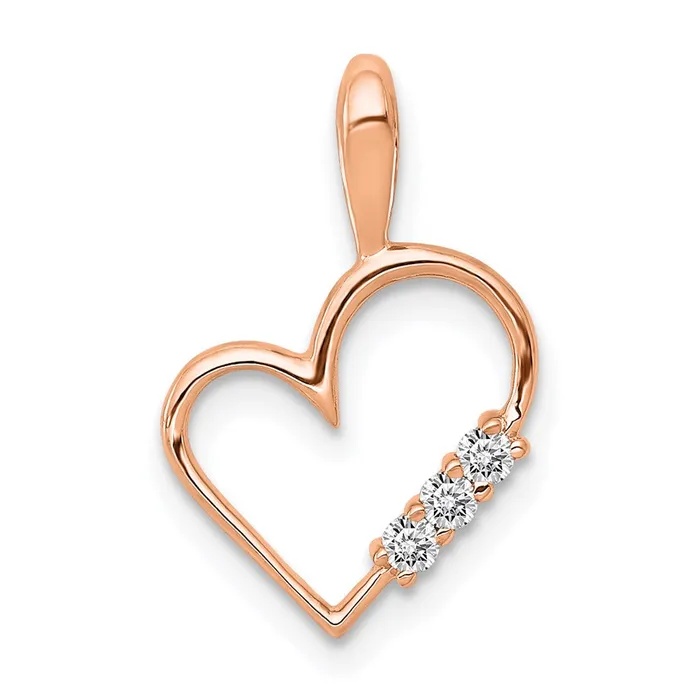 Necklaces Goldia 14k Rose Gold AA 120ct Real Diamond Heart Pendant