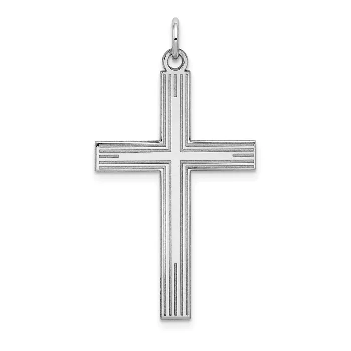 Necklaces Goldia 14k White Gold Laser Designed Cross Pendant
