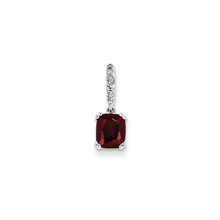 Necklaces Goldia 14k White Gold Real Diamond and Garnet Pendant
