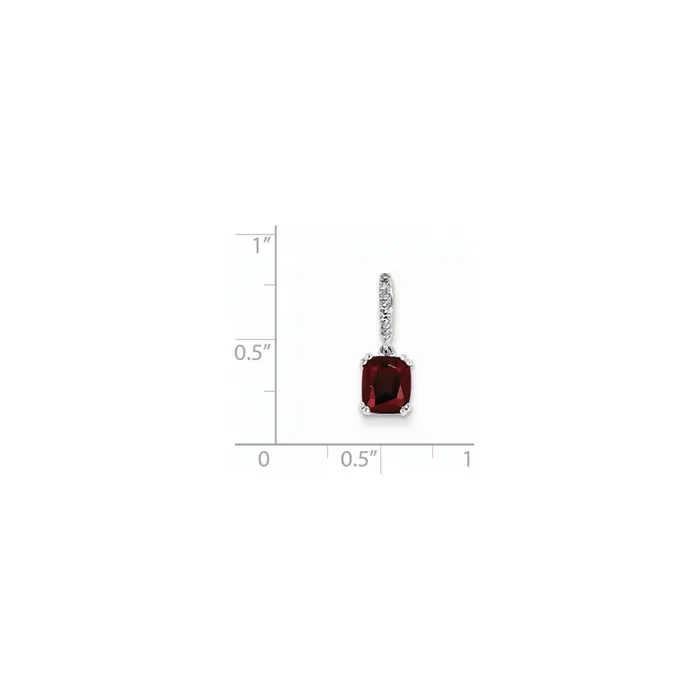 Necklaces Goldia 14k White Gold Real Diamond and Garnet Pendant