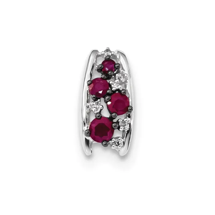 Necklaces Goldia 14k White Gold Real Diamond and Ruby Polished Chain Slide Necklaces Goldia 14k White Gold Real Diamond and Ruby Polished Chain Slide