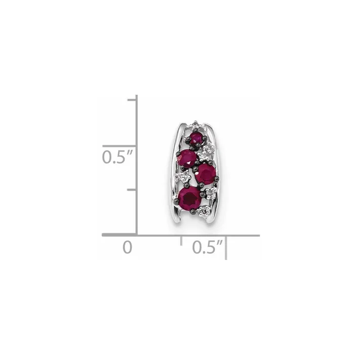 Necklaces Goldia 14k White Gold Real Diamond and Ruby Polished Chain Slide