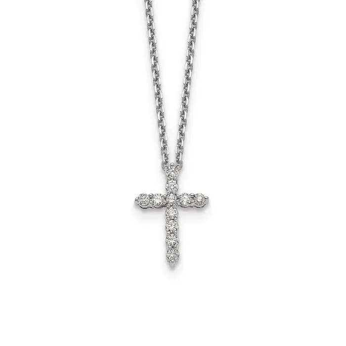 Necklaces Goldia 14k White Gold Real Diamond Cross 18 inch Necklace