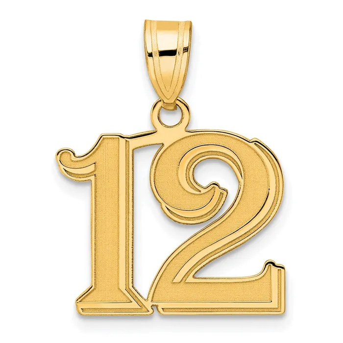 Necklaces Goldia 14k Yellow Gold Polished Etched Number 12 Pendant