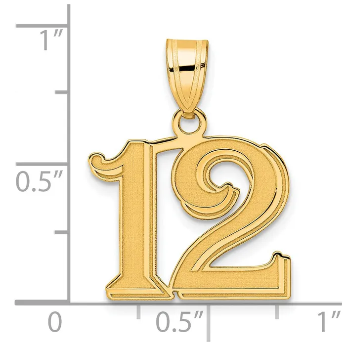 Necklaces Goldia 14k Yellow Gold Polished Etched Number 12 Pendant