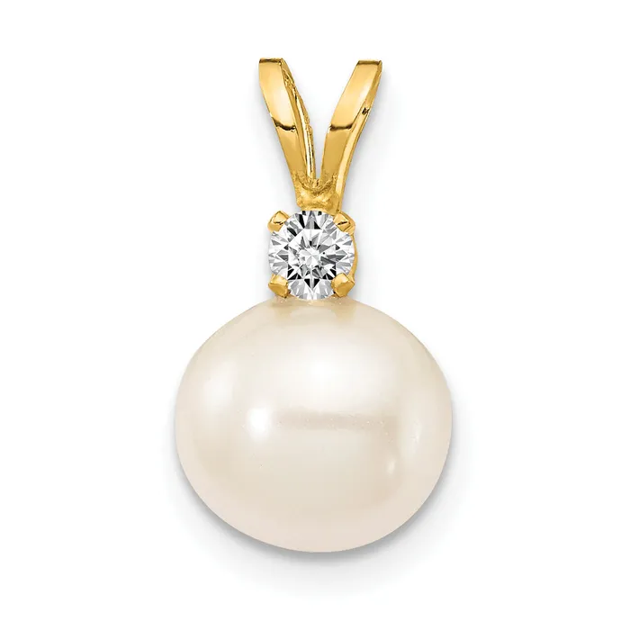 Necklaces Goldiacom 14k 7mm FW Cultured Pearl A Diamond Pendant