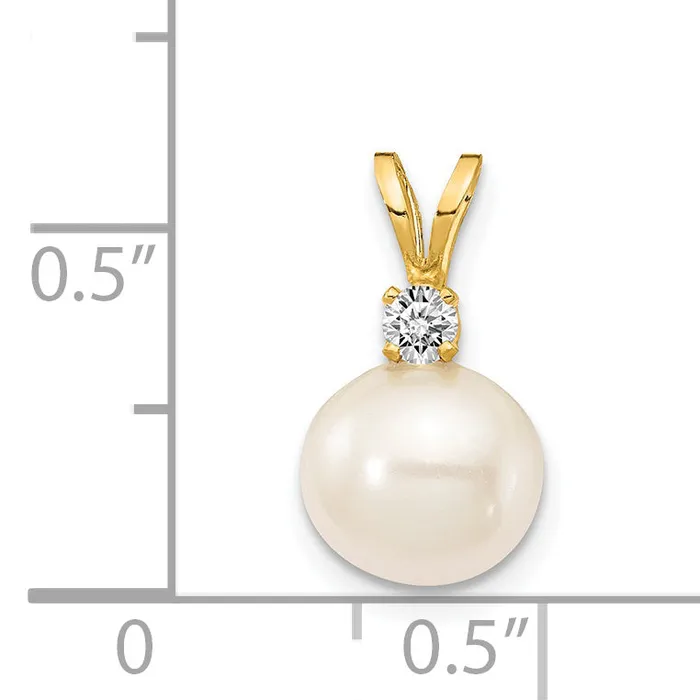 Necklaces Goldiacom 14k 7mm FW Cultured Pearl A Diamond Pendant