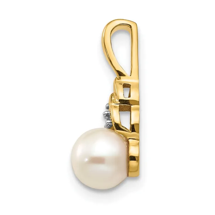Necklaces Goldiacom 14K Diamond and FW Cultured Pearl Pendant
