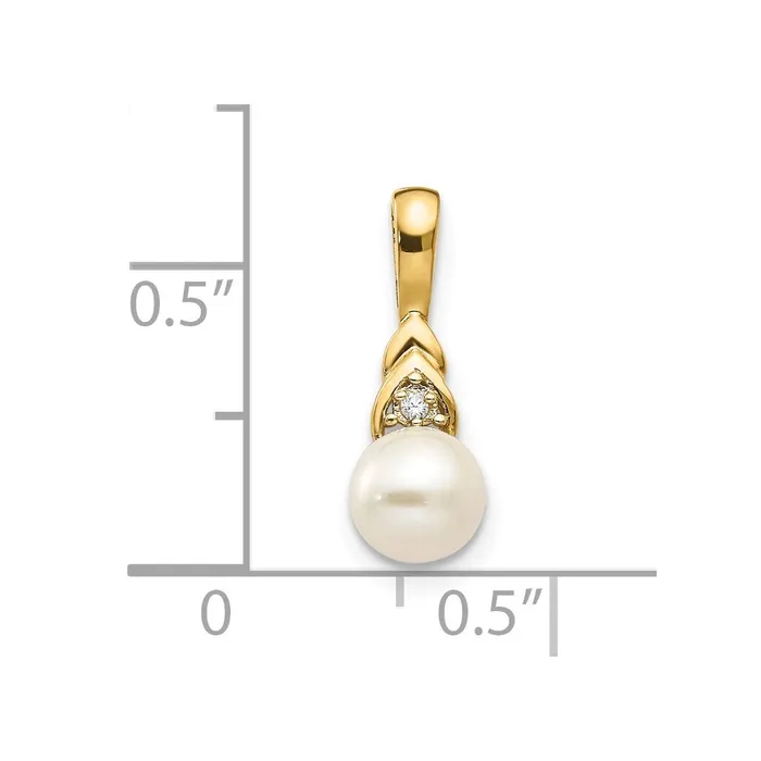 Necklaces Goldiacom 14K Diamond and FW Cultured Pearl Pendant