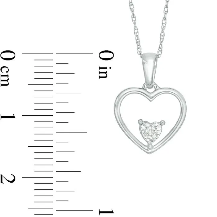 Necklaces Goldia Natural Clarity Enhanced Accent Solitaire Double Heart Pendant in 10K White Gold Necklaces Goldia Natural Clarity Enhanced Accent Solitaire Double Heart Pendant in 10K White Gold
