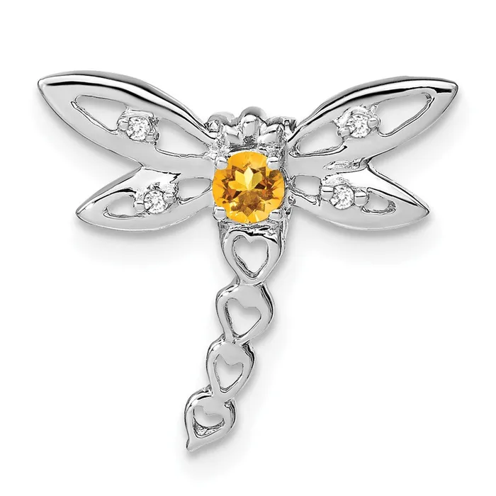 Necklaces Goldia Solid 14k White Gold Simulated Citrine and CZ Dragonfly Chain Slide Necklaces Goldia Solid 14k White Gold Simulated Citrine and CZ Dragonfly Chain Slide