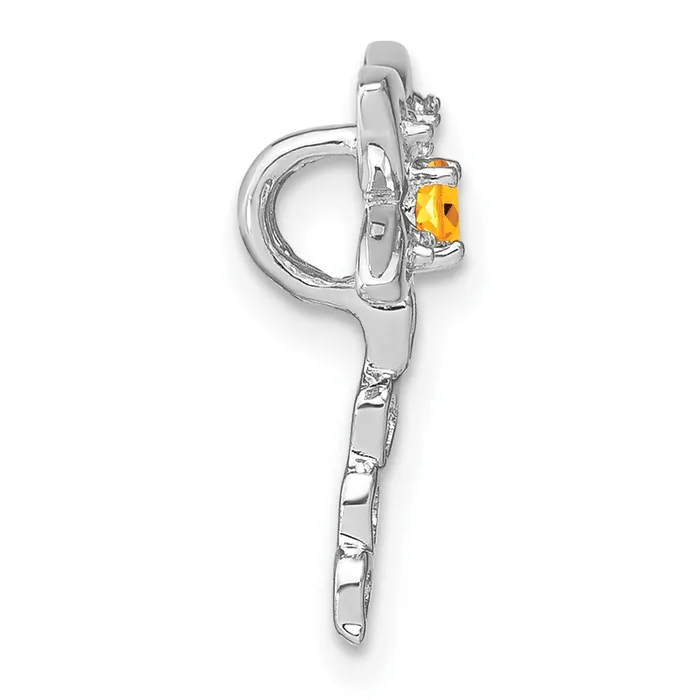 Necklaces Goldia Solid 14k White Gold Simulated Citrine and CZ Dragonfly Chain Slide