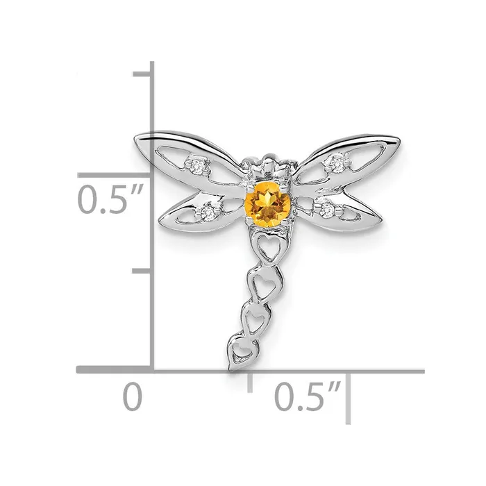 Necklaces Goldia Solid 14k White Gold Simulated Citrine and CZ Dragonfly Chain Slide