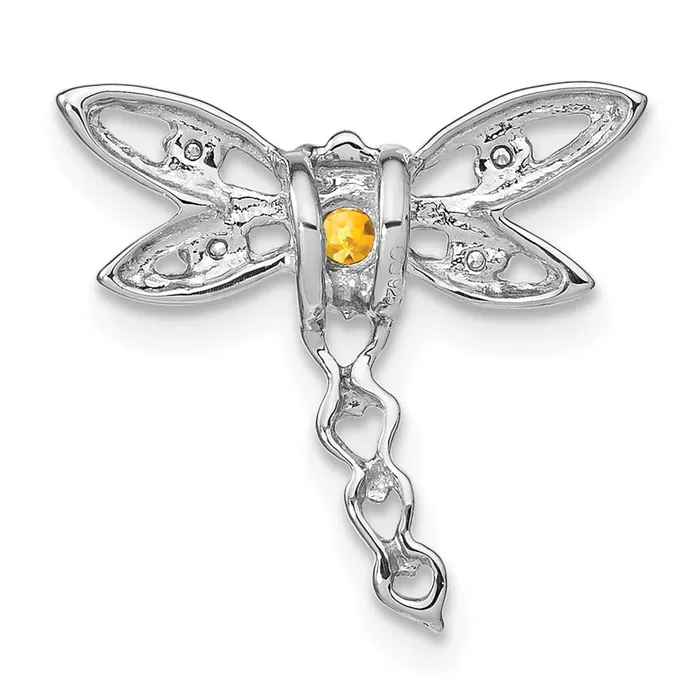 Necklaces Goldia Solid 14k White Gold Simulated Citrine and CZ Dragonfly Chain Slide