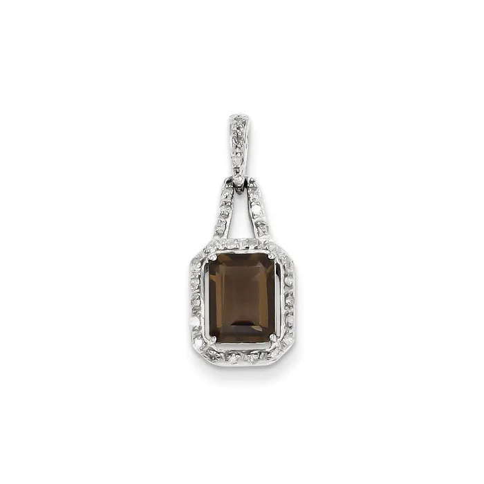 Necklaces Goldia Sterling Silver Diamond u0026 Smoky Quartz Pendant