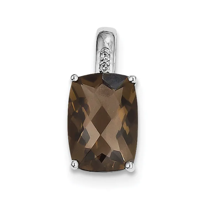 Necklaces Goldia Sterling Silver Rhodiumplated Smoky Quartz and Diamond Pendant Necklaces Goldia Sterling Silver Rhodiumplated Smoky Quartz and Diamond Pendant