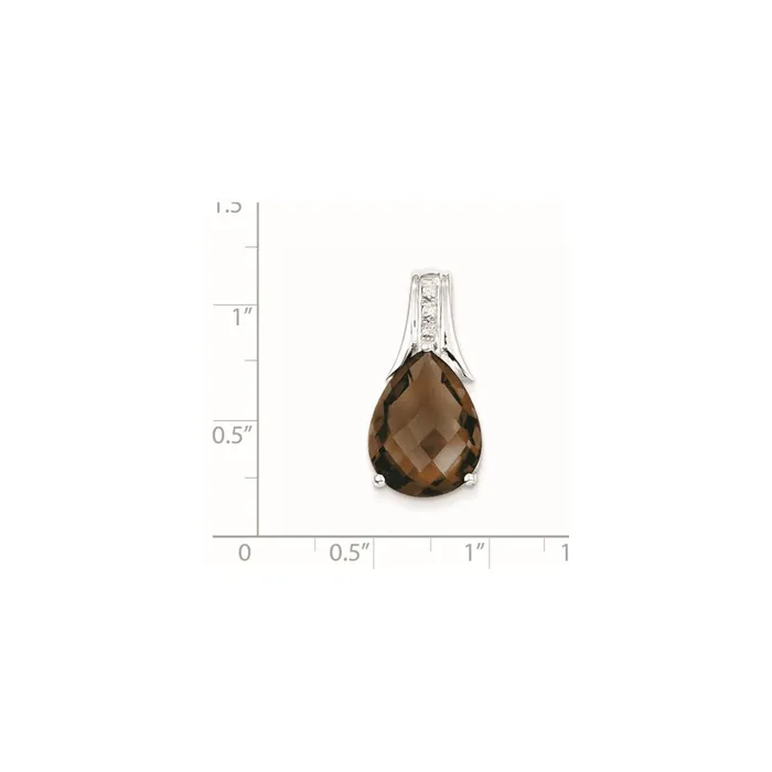 Necklaces Goldia Sterling Silver Rhodiumplated Smoky Quartz and Diamond Pendant