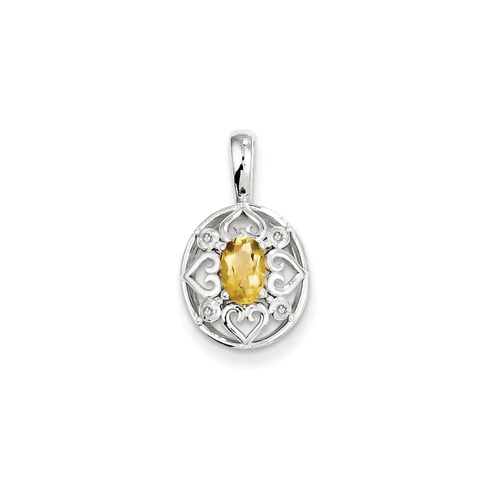 Necklaces Goldia Sterling Silver Whiskey Quartz Diamond Pendant