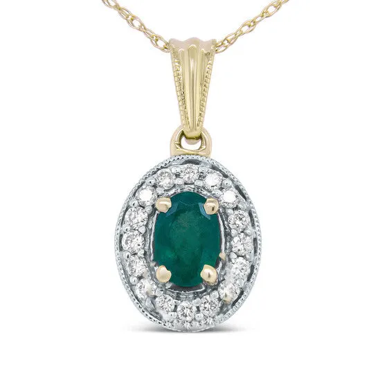Necklaces JMS always Original Haus of Brilliance 14K Yellow Gold 6x4mm Emerald and 15 Cttw Round Diamond Halo Pendant 18 Necklace HI Color SI1SI2 Clarity Necklaces JMS always Original Haus of Brilliance 14K Yellow Gold 6x4mm Emerald and 15 Cttw Round Diamond Halo Pendant 18 Necklace HI Color SI1SI2 Clarity