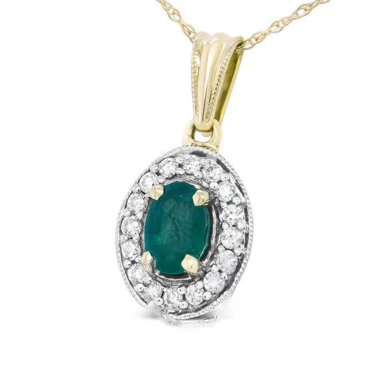 Necklaces JMS always Original Haus of Brilliance 14K Yellow Gold 6x4mm Emerald and 15 Cttw Round Diamond Halo Pendant 18 Necklace HI Color SI1SI2 Clarity Necklaces JMS always Original Haus of Brilliance 14K Yellow Gold 6x4mm Emerald and 15 Cttw Round Diamond Halo Pendant 18 Necklace HI Color SI1SI2 Clarity