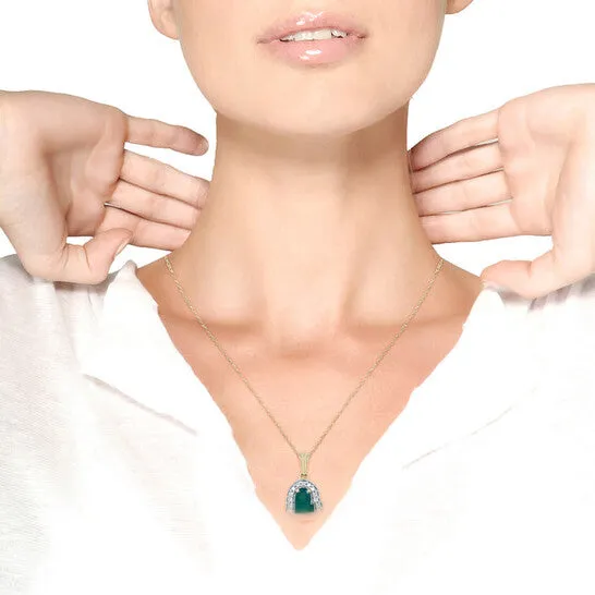 Necklaces JMS always Original Haus of Brilliance 14K Yellow Gold 6x4mm Emerald and 15 Cttw Round Diamond Halo Pendant 18 Necklace HI Color SI1SI2 Clarity Necklaces JMS always Original Haus of Brilliance 14K Yellow Gold 6x4mm Emerald and 15 Cttw Round Diamond Halo Pendant 18 Necklace HI Color SI1SI2 Clarity
