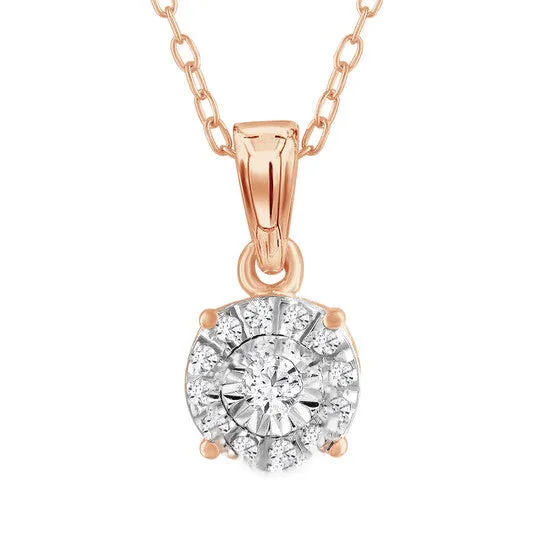Necklaces Original Diamond Muse 010 cttw Pink Gold Over Sterling Silver Diamond Stud Necklace for Women JMS always Necklaces Original Diamond Muse 010 cttw Pink Gold Over Sterling Silver Diamond Stud Necklace for Women JMS always