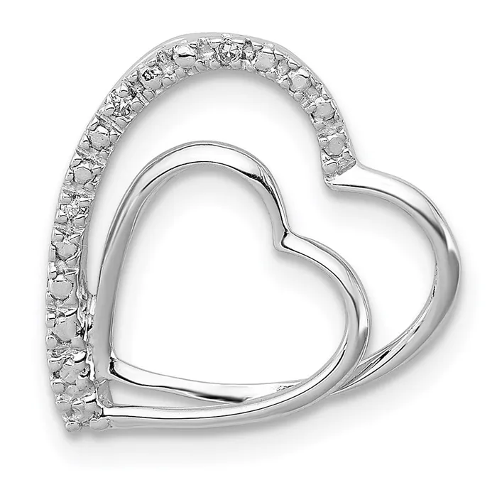 Necklaces Sterling Silver Rhodium Plated Diamond Double Heart Pendant Goldia Necklaces Sterling Silver Rhodium Plated Diamond Double Heart Pendant Goldia