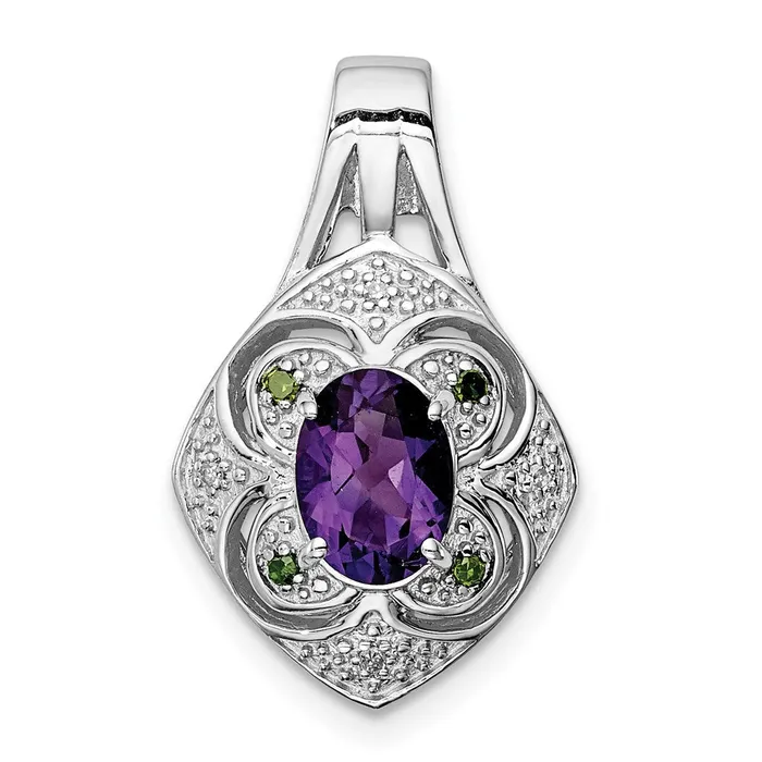 Necklaces Sterling Silver Rhodiumplated WhiteGreen Diamond u0026 Amethyst Pendant Goldia Necklaces Sterling Silver Rhodiumplated WhiteGreen Diamond u0026 Amethyst Pendant Goldia