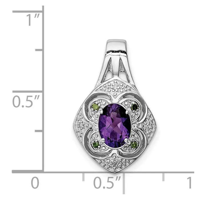 Necklaces Sterling Silver Rhodiumplated WhiteGreen Diamond u0026 Amethyst Pendant Goldia