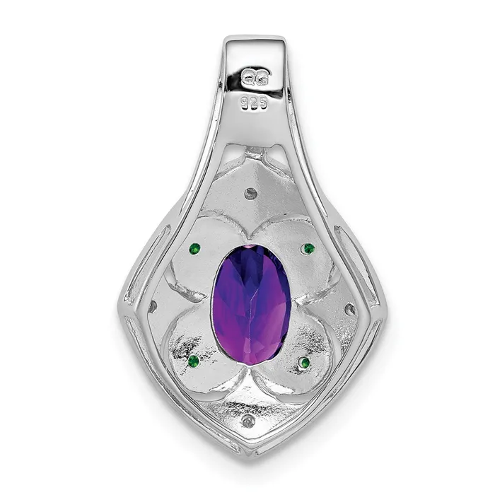 Necklaces Sterling Silver Rhodiumplated WhiteGreen Diamond u0026 Amethyst Pendant Goldia