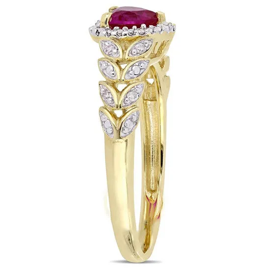 Original Amour 58 CT TGW Created Ruby and Diamond Halo Heart Ring in 10k Yellow Gold JMS005023 JMS always Rings Original Amour 58 CT TGW Created Ruby and Diamond Halo Heart Ring in 10k Yellow Gold JMS005023 JMS always Rings