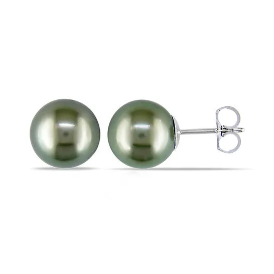 Original AMOUR 9 Mm Tahitian Pearl Stud Earrings In 14K White Gold JMS always Earrings Original AMOUR 9 Mm Tahitian Pearl Stud Earrings In 14K White Gold JMS always Earrings