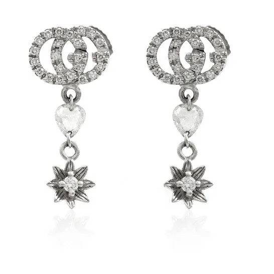 Original Gucci Ladies Flower And Double G Earrings With Diamonds JMS always Earrings Original Gucci Ladies Flower And Double G Earrings With Diamonds JMS always Earrings
